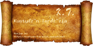 Kustyán Terézia névjegykártya